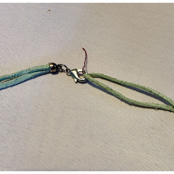 Colorful Enamel Flower Pendant Necklace on Green Cord Boho Retro Festival Jewelr - Picture 4 of 9